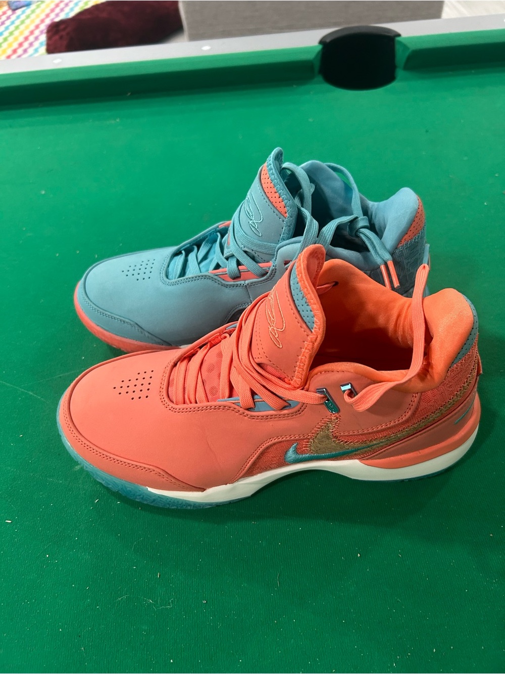 Two-Tone Coral and Teal Men's High-Top Athletic Sneakers